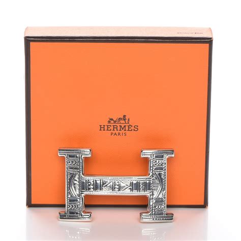 hermes touareg buckle|HERMES Sterling Silver Touareg 32mm H Belt Buckle.